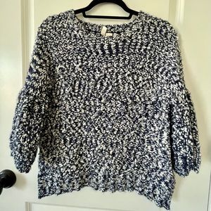 Anthropologie Moth Blue/White Bell Sleeve Sweater
